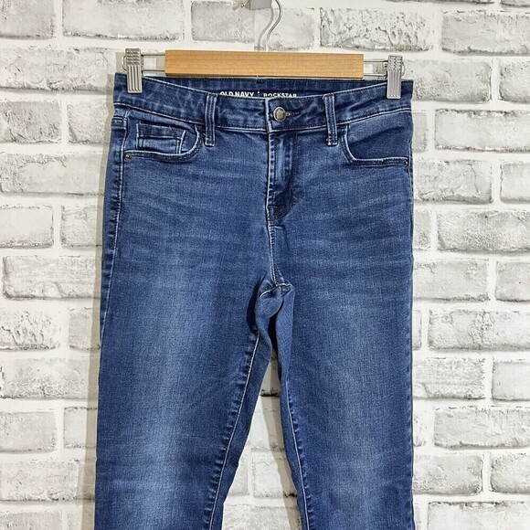 Old Navy Rockstar Skinny‎ Stretch Women Blue Denim Raw Hem Jeans Size 2 - Picture 3 of 13